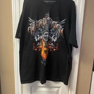 Hard Rock Cafe Black T-Shirt with Orange Guitar Graphic